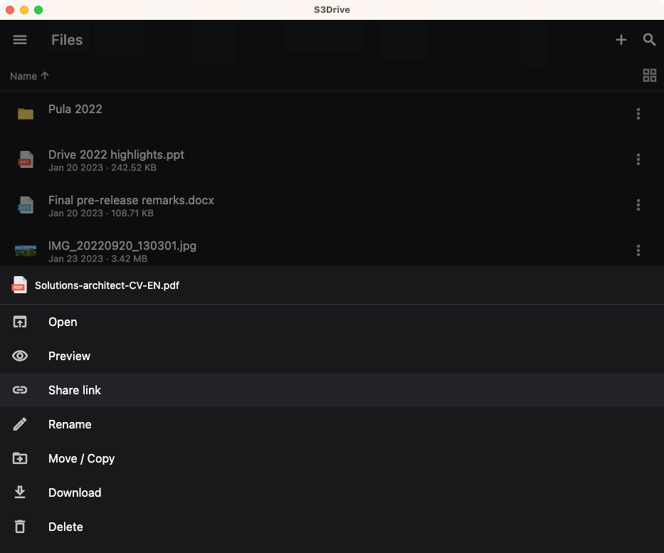 Desktop context menu